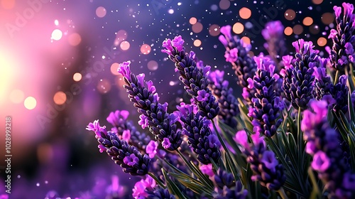 Purple Lavender Flowers with Bokeh Background for Aromatherapy Beauty and Spa Products