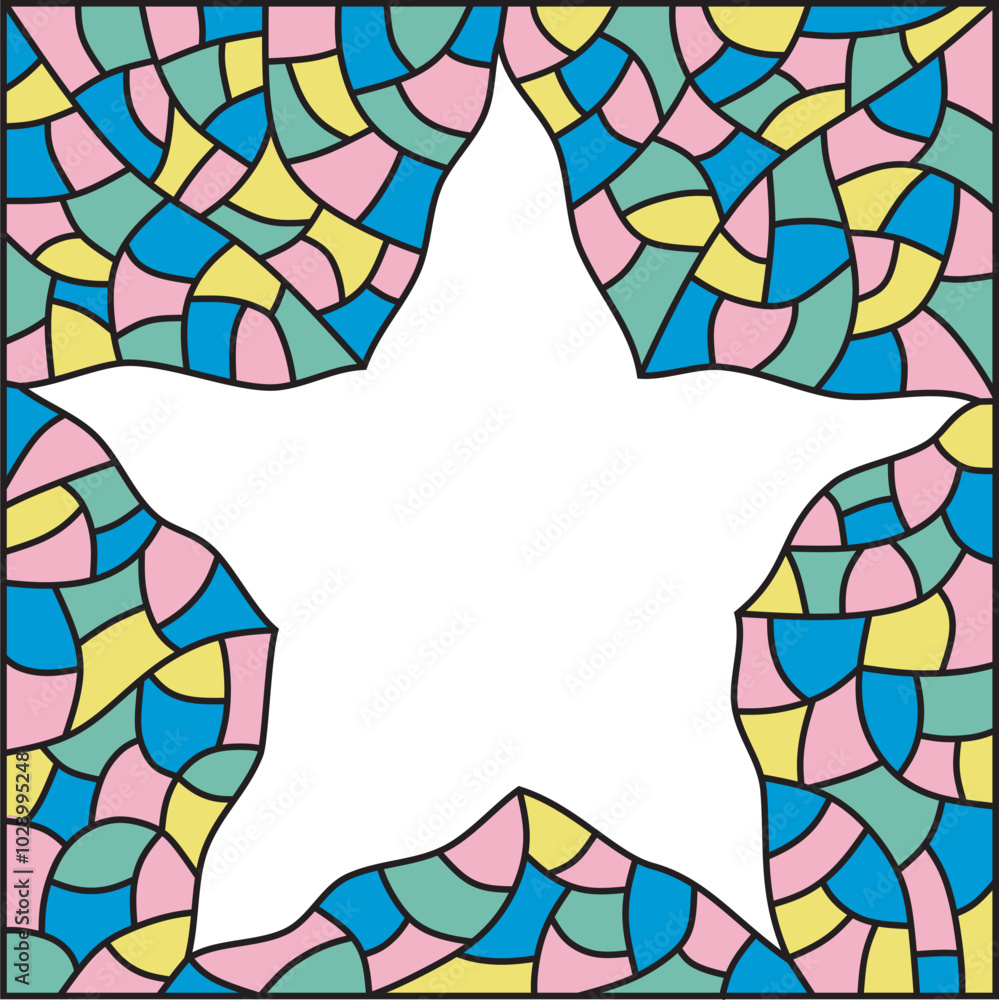 Mosaic star frame. Vectors, illustrations and templates. Blue, green, yellow colors. Empty space for text or picture. Mosaic star frame. Vectors, illustrations and templates. Blue, green, yellow colors. Empty space for text or picture.