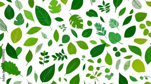Wallpaper Mural A green leafy background with many different types of leaves. The leaves are all different sizes and shapes Torontodigital.ca