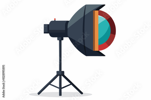 Spotlight in a tripod icon isolated