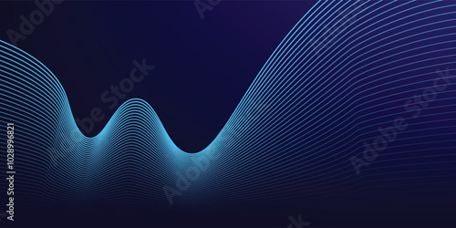 Dark blue abstract background with glowing wave lines. futuristic background Modern concept technology.