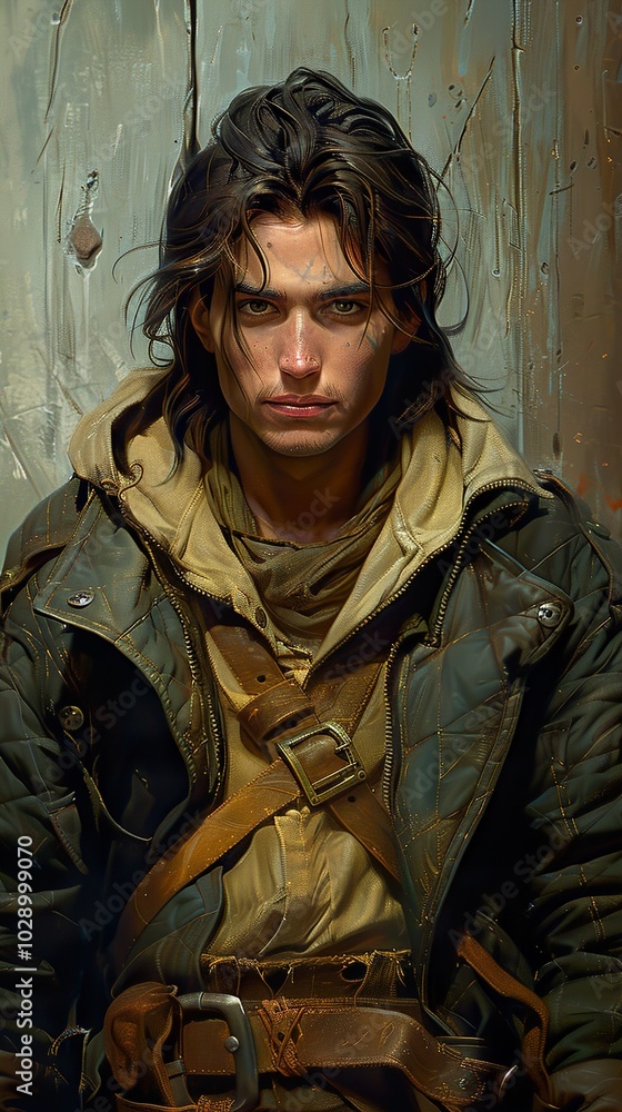 Intense Portrait of a Man in a Leather Jacket Intense Portrait of a Man in a Leather Jacket