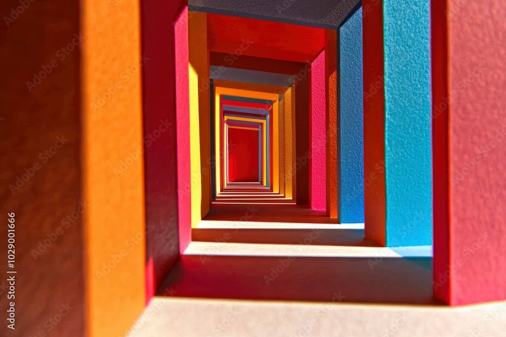A Colorful Abstract Tunnel of Receding Rectangular Frames A Colorful Abstract Tunnel of Receding Rectangular Frames