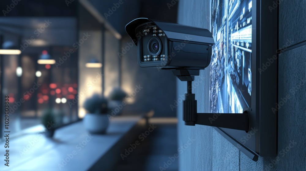Modern Security Camera in Urban Setting Modern Security Camera in Urban Setting