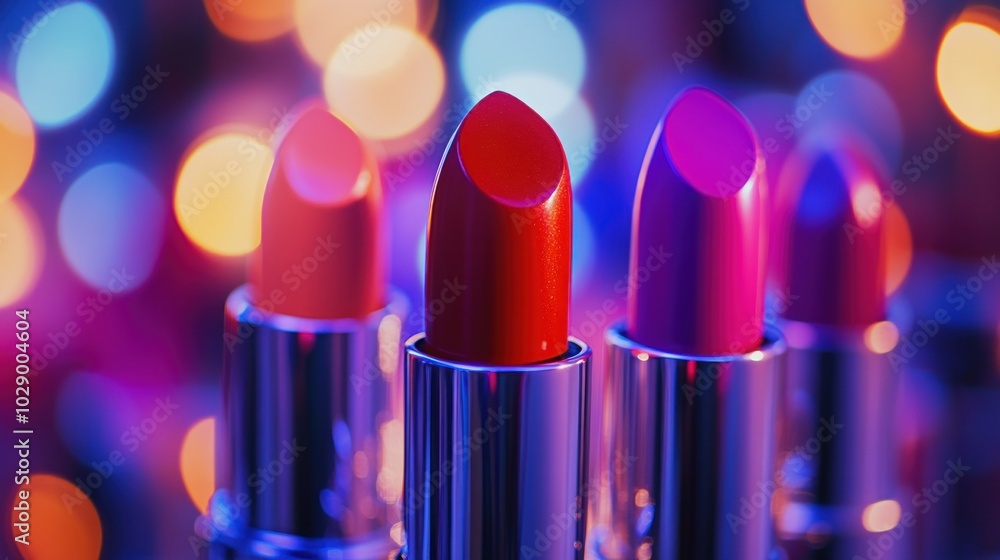 Colorful Lipsticks with Bokeh Background Colorful Lipsticks with Bokeh Background