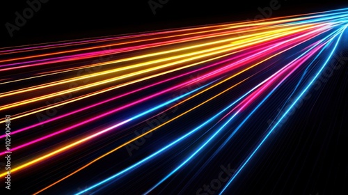 Vibrant Light Streaks on Dark Background