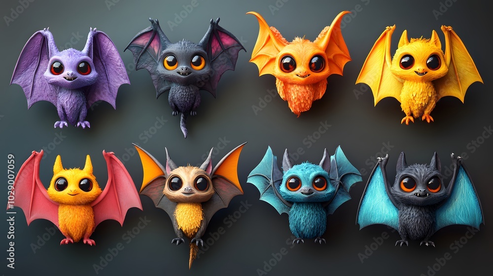 8 Adorable Cartoon Bats with Big Eyes and Different Colors - Halloween Clipart - Funny Bats Illustration - Digital Art - Cute Animal Characters 8 Adorable Cartoon Bats with Big Eyes and Different Colors - Halloween Clipart - Funny Bats Illustration - Digital Art - Cute Animal Characters
