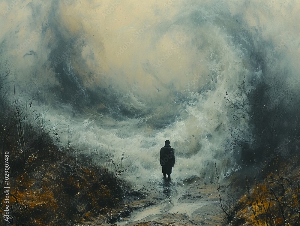 A Solitary Figure Contemplates the Fury of Nature A Solitary Figure Contemplates the Fury of Nature
