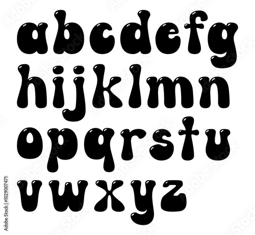 Lower case hippie groovy alphabet font