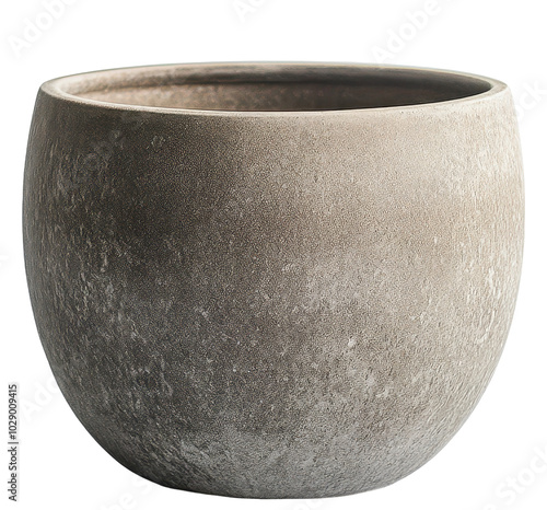 Rustic stone flower pot with a weathered texture on transparent background.