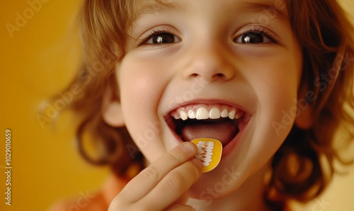 Wallpaper Mural Smiling child holding a yellow toy. Torontodigital.ca