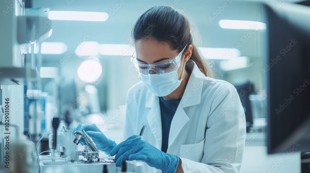 A technician inspecting and repairing dental machinery in a lab. A technician inspecting and repairing dental machinery in a lab.