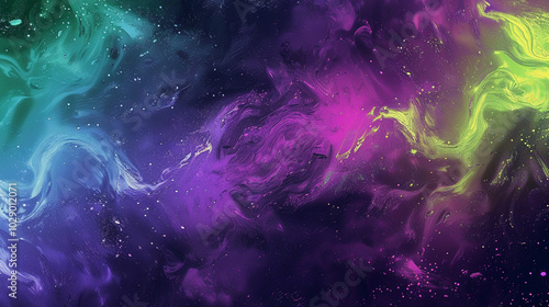 A grainy gradient combining neon green, electric purple, and acid yellow with a trippy feel.