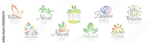 Natural Balance and Health Care Logo Design Vector Set