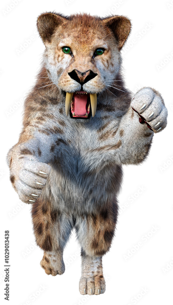 Obraz premium 3D Rendering Saber Toothed Tiger on White