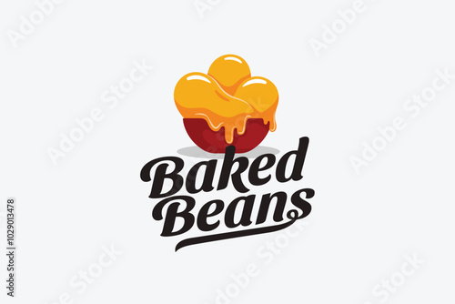 baked beans logo with a combination of a bowl of baked beans and beautiful lettering. It's great for restaurants, cafes, food trucks, etc. photo