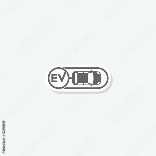 EV charging point icon sticker isolated on gray background