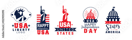 Wallpaper Mural Happy Independence Memorial Day Logo and Label Design Vector Set Torontodigital.ca
