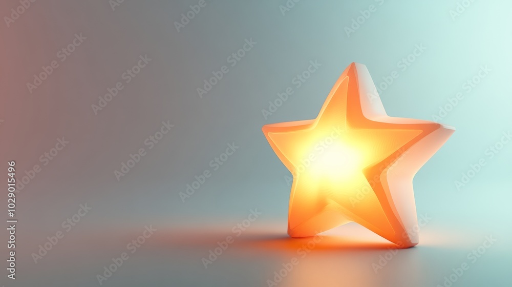 A 3D rendered Christmas star icon glowing softly against a simple white background with soft shadows A 3D rendered Christmas star icon glowing softly against a simple white background with soft shadows