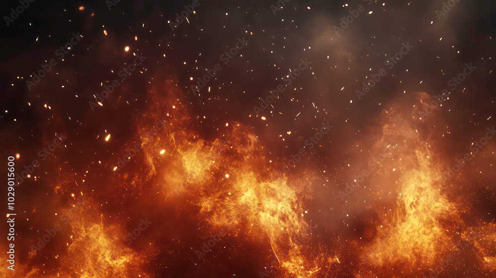Naklejka premium Abstract fiery background with smoke and sparks.