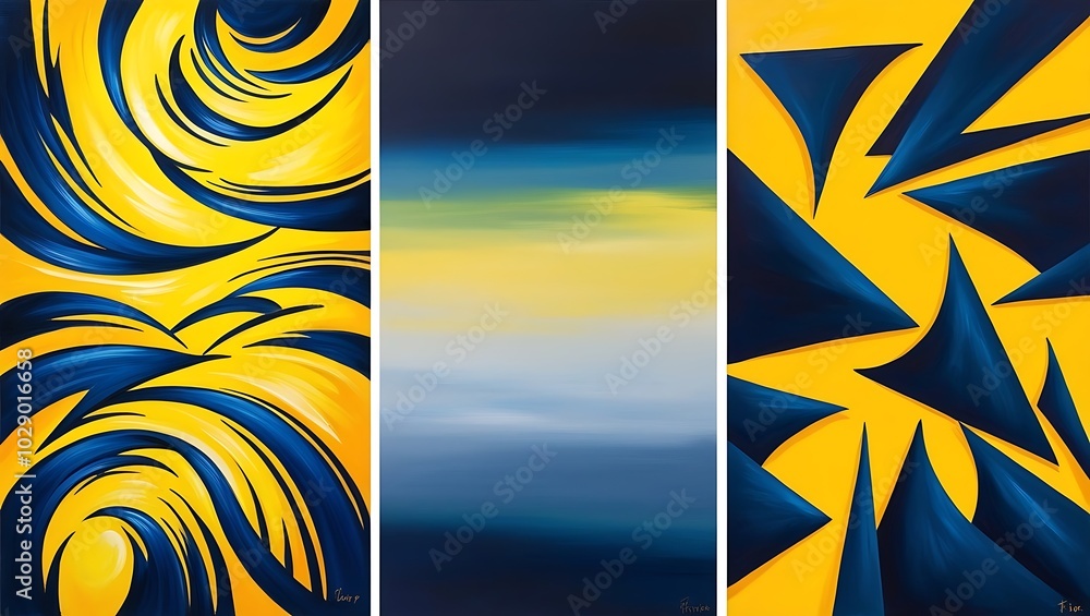 Obraz premium abstract geometric art paintings. Creative minimalist hand drawn illustration for wall decoration,