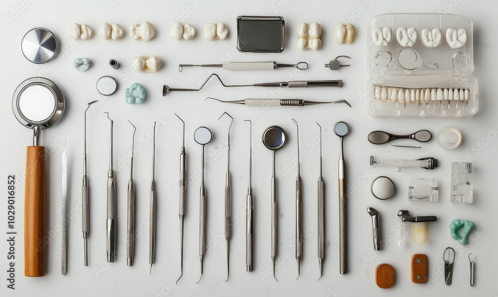 Dental tools and models for tooth restoration. Dental tools and models for tooth restoration.