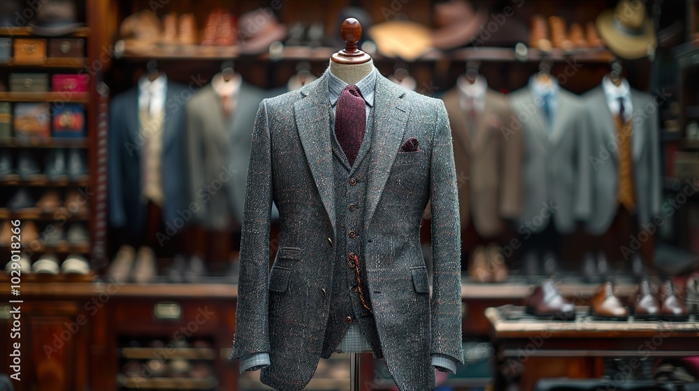 Elegant Grey Tweed Suit with Pocket Square - Menswear Style Inspiration Elegant Grey Tweed Suit with Pocket Square - Menswear Style Inspiration