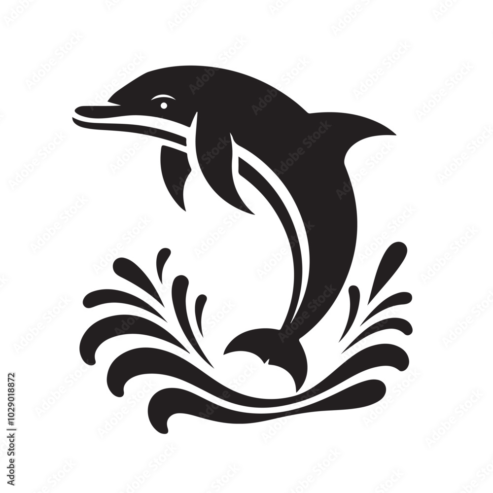 Black and White Dolphin Leaping from Water.eps Black and White Dolphin Leaping from Water.eps