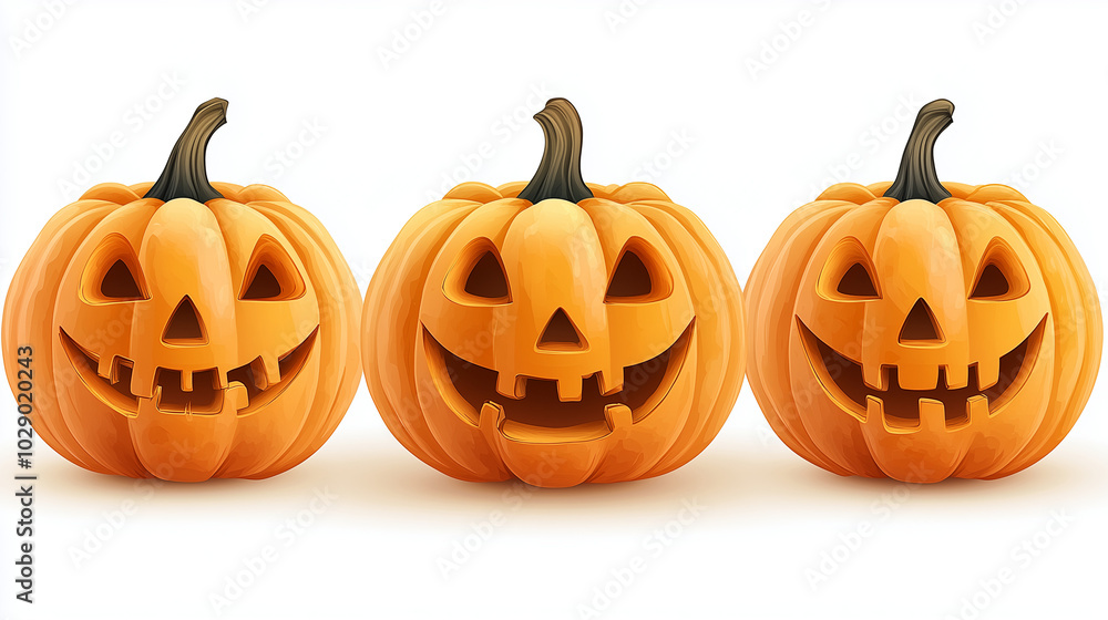 Set pumpkins on white background. The main symbol of halloween Set pumpkins on white background. The main symbol of halloween