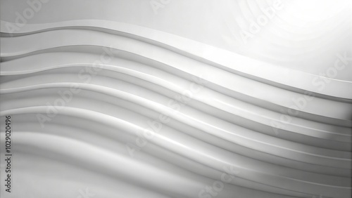 Curved white wave design, modern abstract background, elegant texture and flow