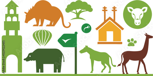 Graphic pictographs and signs vector for the zoo isolated on white background