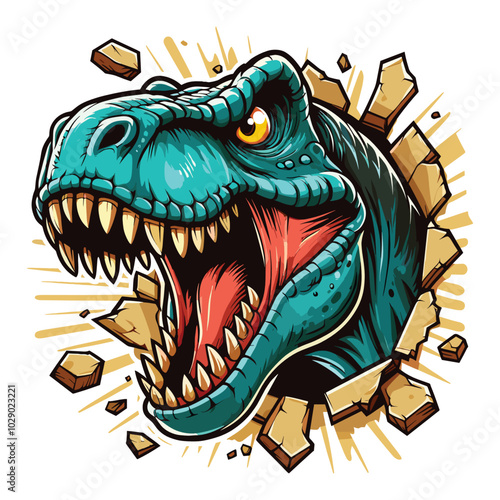 Hand drawn T-rex roaring Illustration