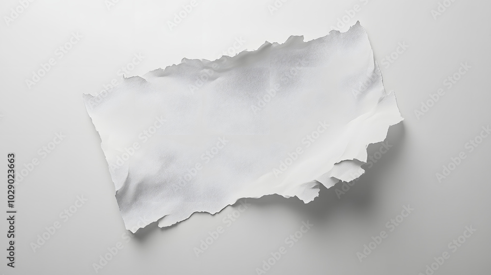Isolated Jagged White Paper on Pristine Surface - Inviting Creativity in Minimalist Design Isolated Jagged White Paper on Pristine Surface - Inviting Creativity in Minimalist Design