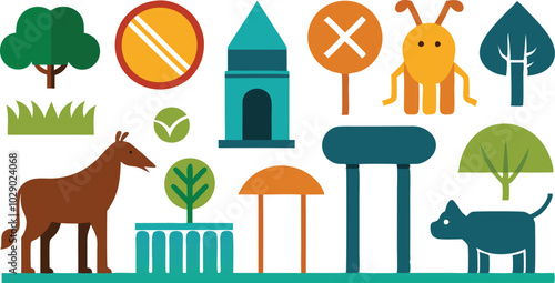 Pictographs and signs vector illustration for the zoo isolated on white or transparent background