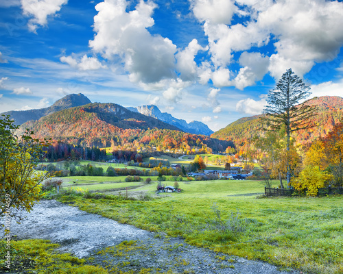 Amazing autumn landscape  in Marktschellenberg municipality. photo