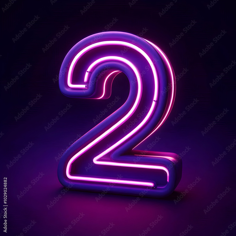 3d purple neon 2 number isolated 3d purple neon 2 number isolated