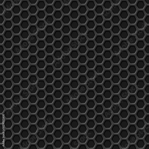 Seamless Vector Pattern of Black Hexagonal Grille