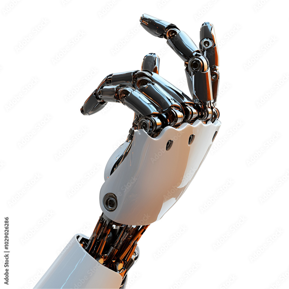 Naklejka premium Metallic Robotic Hand with Shiny Chrome Finish
