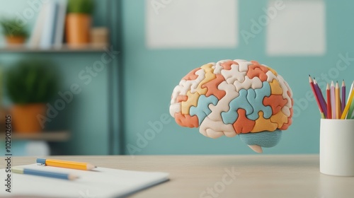 Obraz na płótnie Creative Thinking with Puzzle Brain w salonie