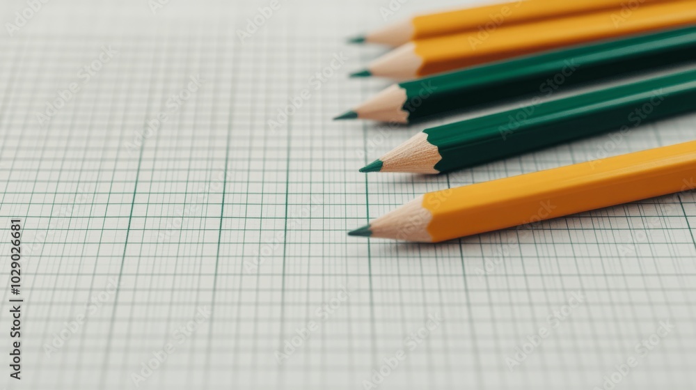Colorful pencils on graph paper create artistic inspiration Colorful pencils on graph paper create artistic inspiration
