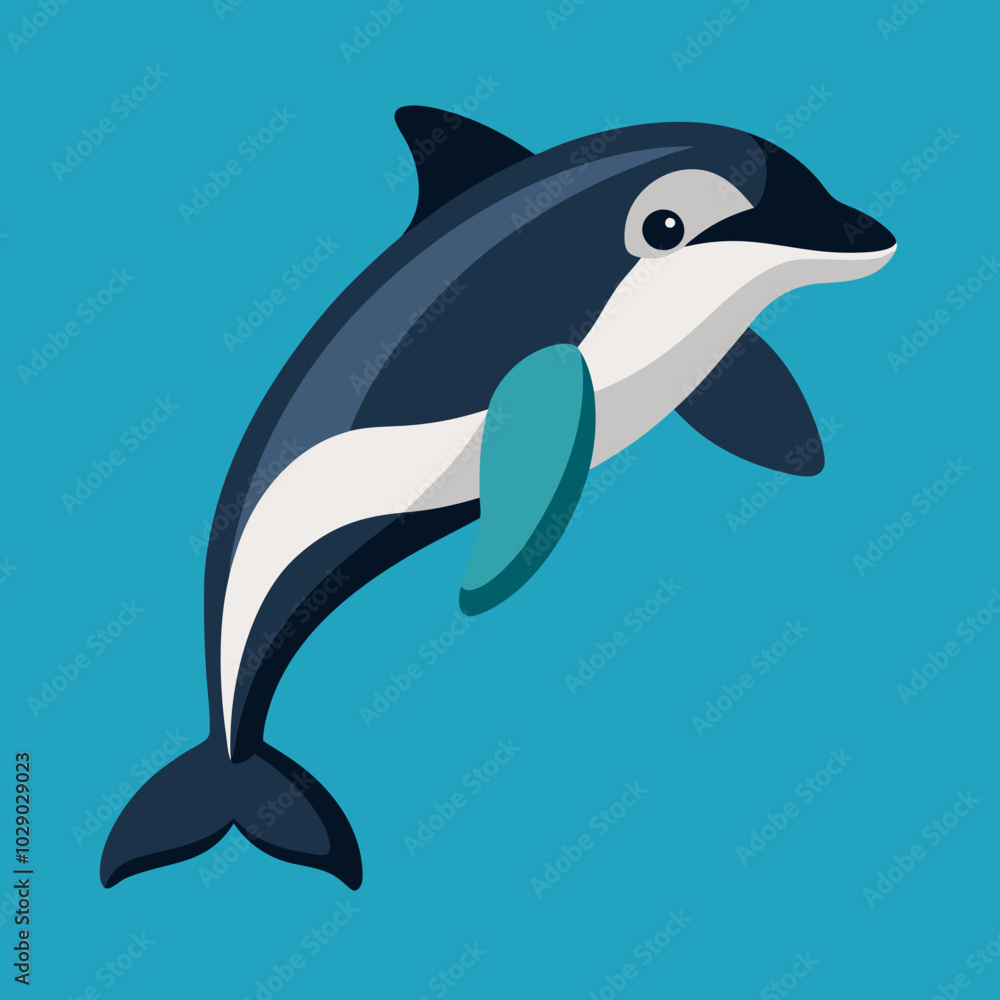 Fototapeta premium commerson-s-dolphin-isometric-illustrations