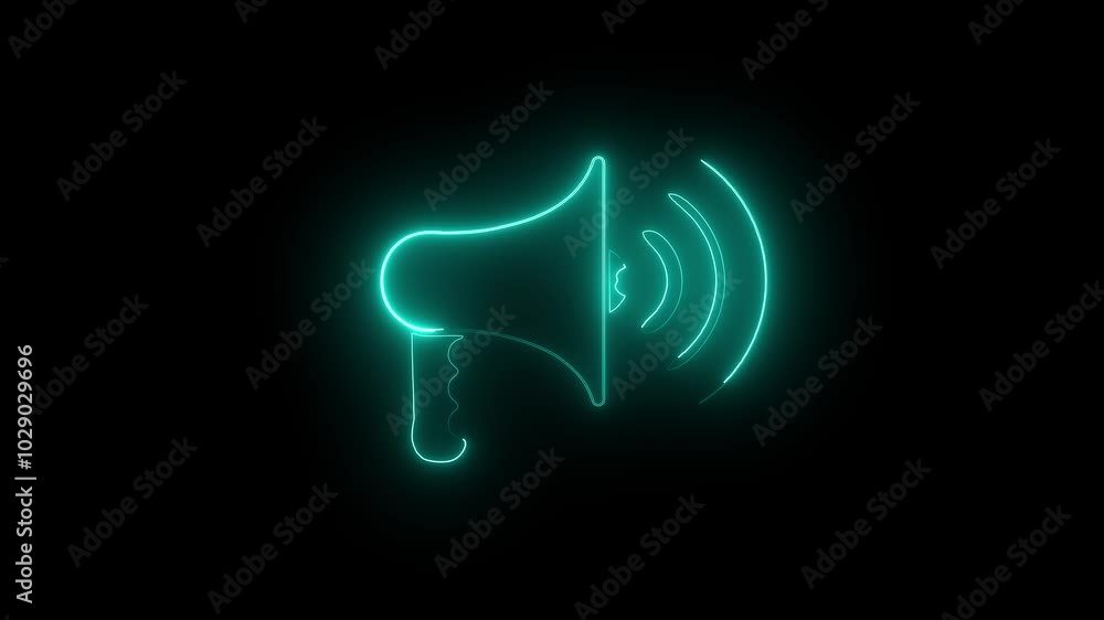 Abstract glowing neon cyan color Hand mike animation on black background, Abstract glowing neon cyan color Hand mike animation on black background,