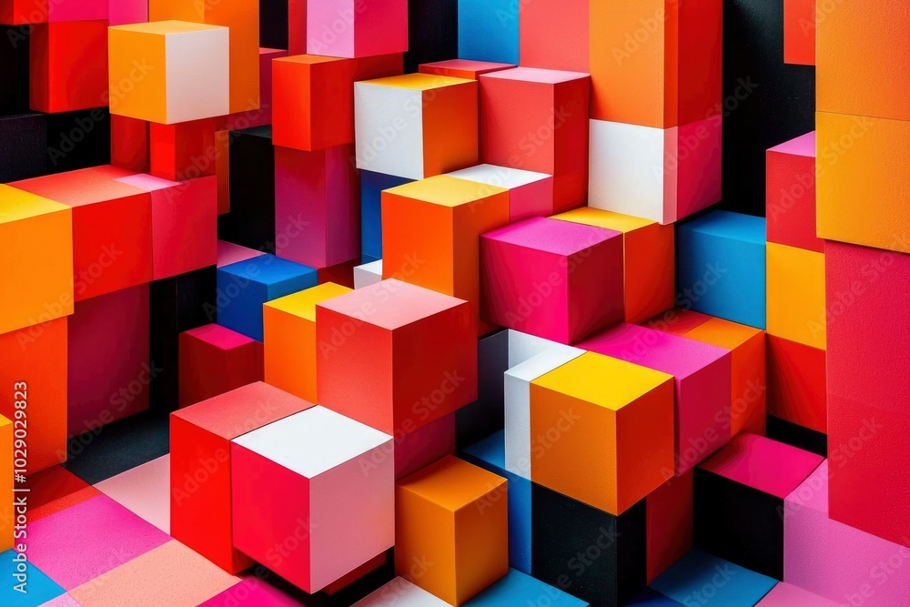 Abstract Composition of Multicolored Cubes Abstract Composition of Multicolored Cubes