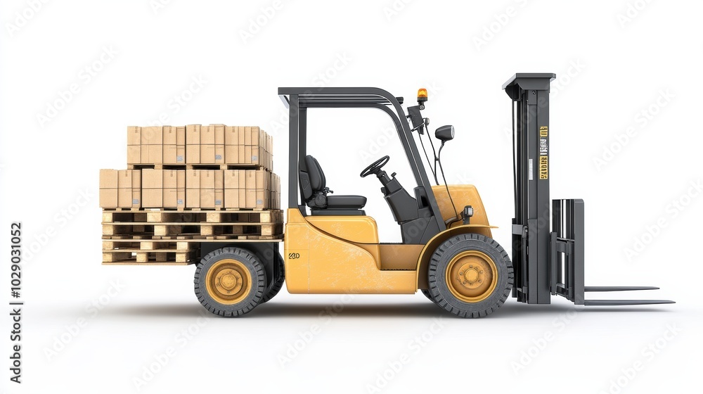 Forklift with load, isolated on white background Forklift with load, isolated on white background