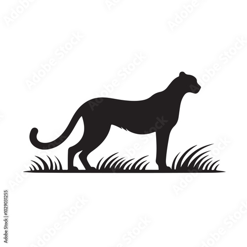 Black And White Cheetah Silhouette Standing Tall.eps