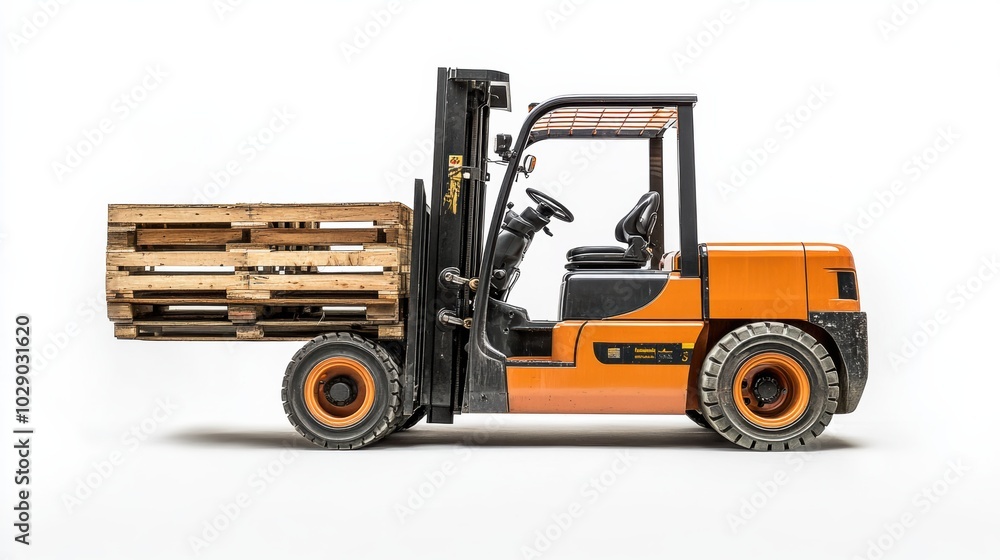 Forklift with load, isolated on white background Forklift with load, isolated on white background