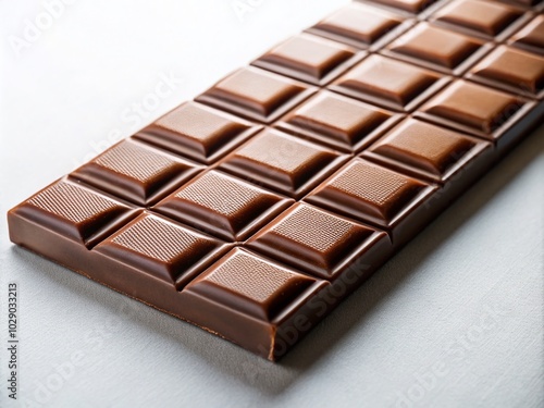 Milk Chocolate Bar on White Background - Delicious Macro Photography for Sweet Treats