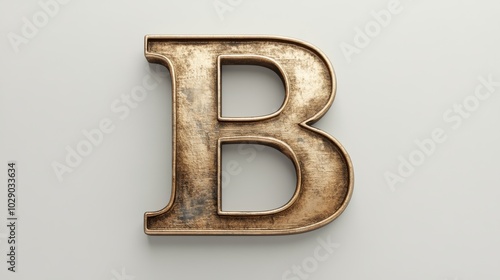 Golden Letter B 3D Render Isolated on White Background Decorative Font Design