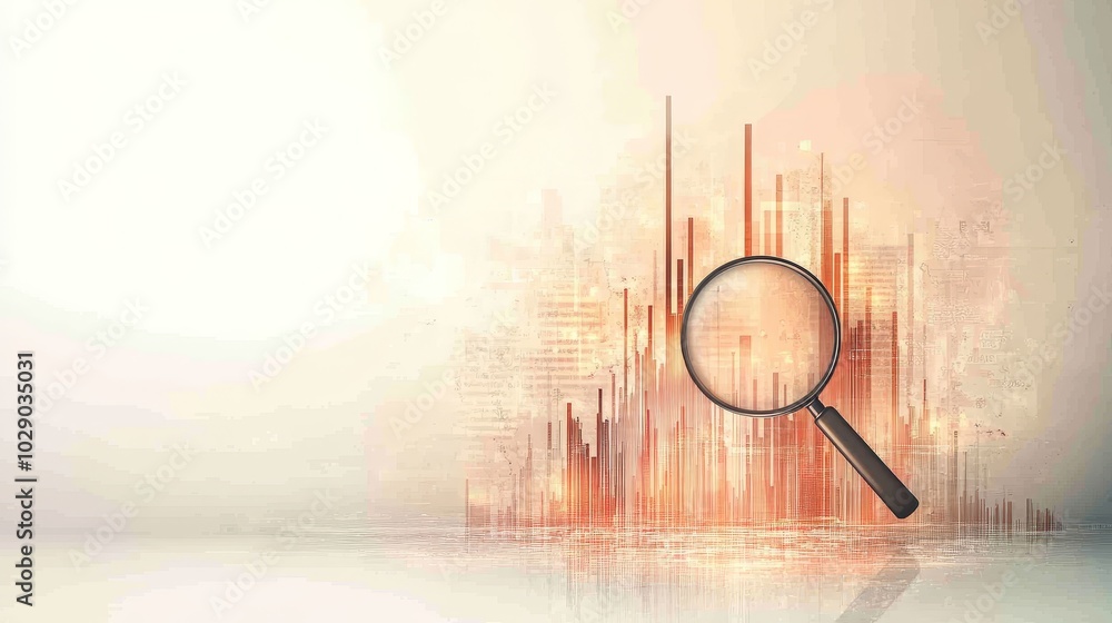 Minimalist illustration of a capital growth graph with a magnifying glass, highlighting investment forecast insights and analysis