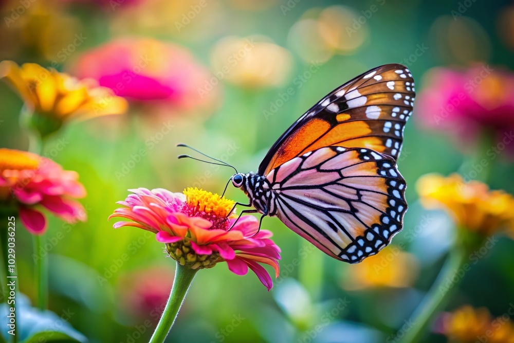 Obraz premium Minimalist Butterfly Flower in Nature - Stunning Macro Photography of Delicate Beauty